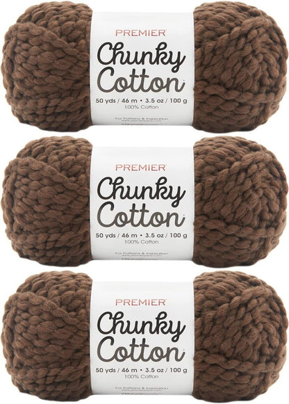 Premier Yarns Chocolate Yarn Chunky Cotton (Set of 3 Pack)