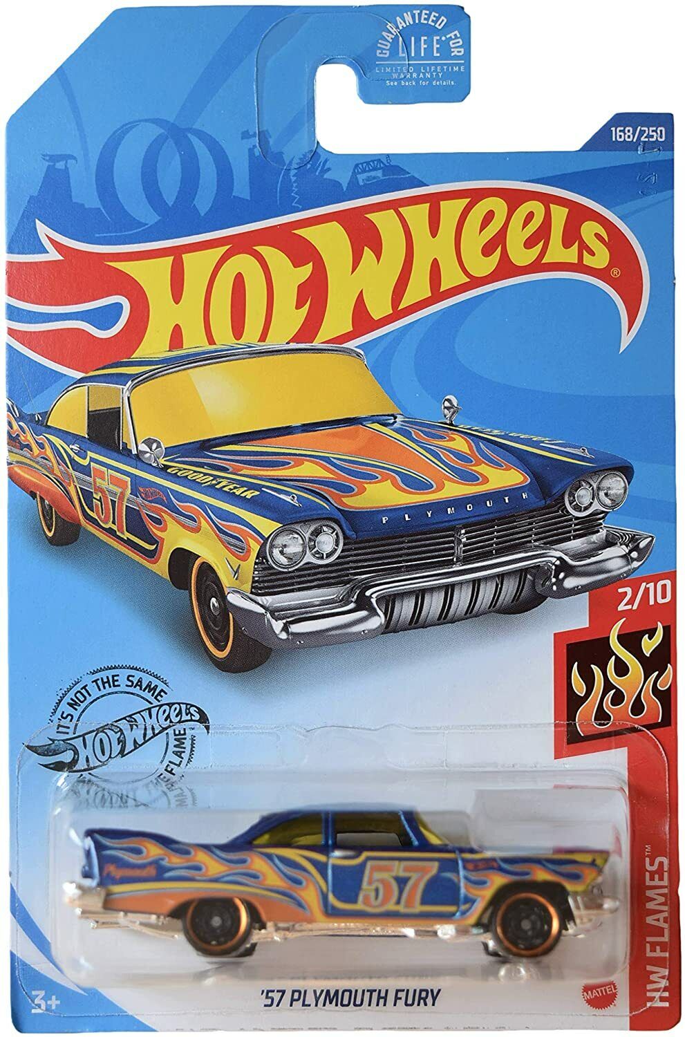 DieCast Hotwheels '57 Plymouth Fury 168/250 [Blue], Flames 2/10