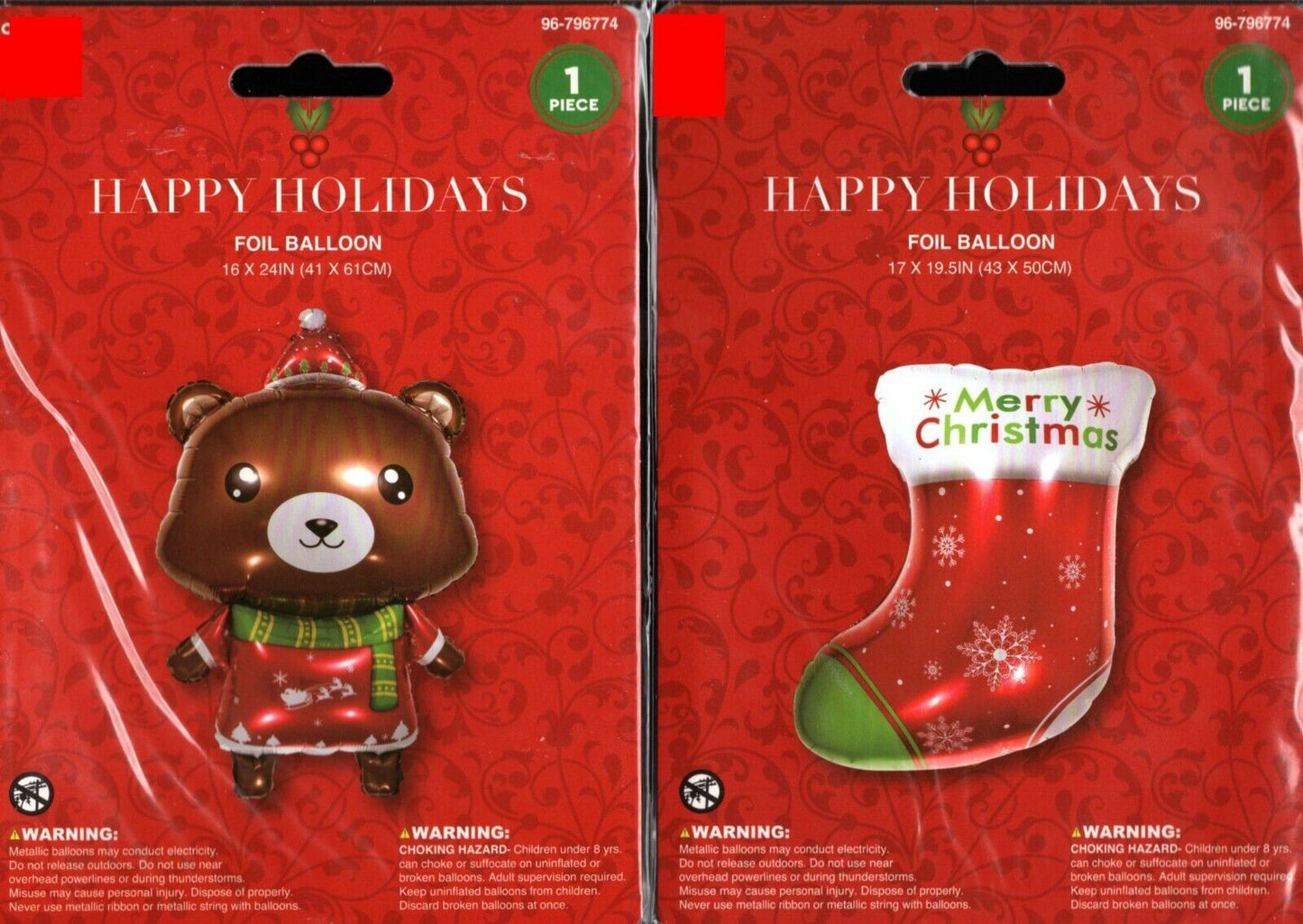 Christmas Happy Holiday Foil Balloons New Year Party (Set of 2 Pack)