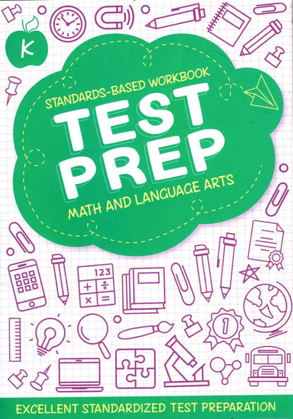 Kindergarten Grade Math & Language Arts Test Prep Workbook v3