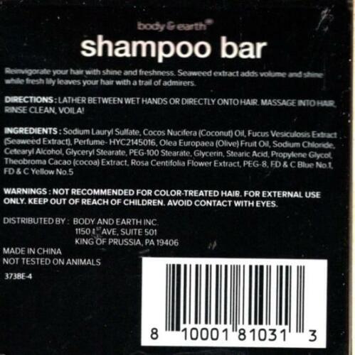 3 - Body & Earth Shampoo Bars Ocean Waves W/Travel Tin Up To 50 Washes Each NIB
