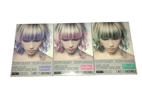 Three Pack Of Comb In Temporary Hair Color! Kit Includes A Color Pack And A Comb
