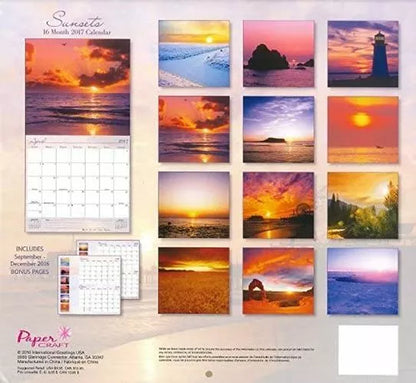 Sunsets 2017 Wall Calendar (16 Month)