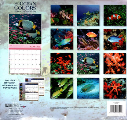 2022 16 Month Wall Calendar - Ocean Colors