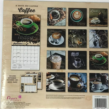 Coffee 16 Month 2018 Calendar
