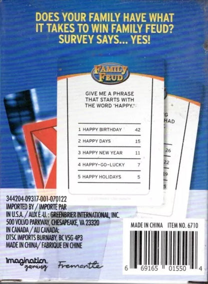 Family Feud Survey Says Card Game Travel Deck