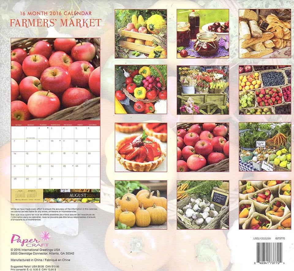 Farmers' Market - 2016-16 Month Wall Calendar