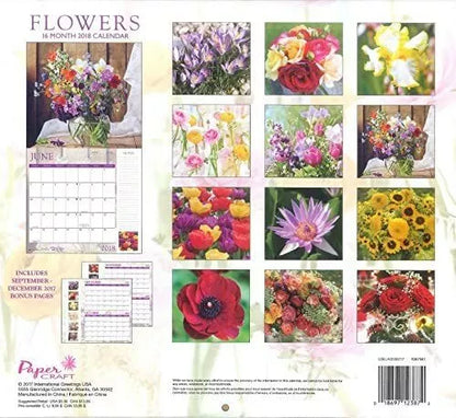 Flowers 2018 Wall Calendar (16-month)