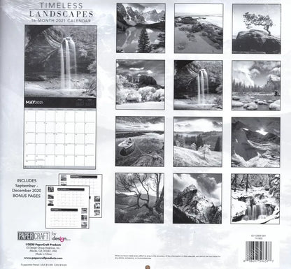 2021 16 Month Wall Calendar - Landscapes - with 100 Reminder Stickers