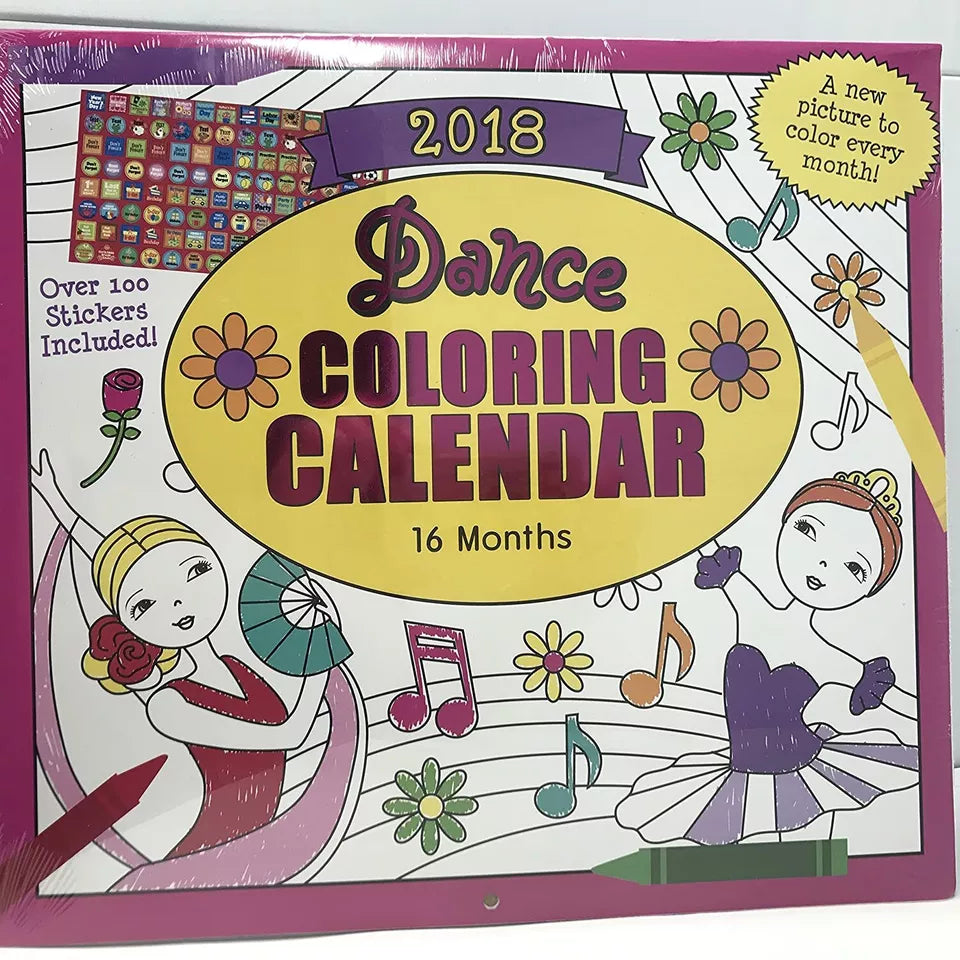 Dance Coloring 16 month 2018 Calendar 11" x 12"