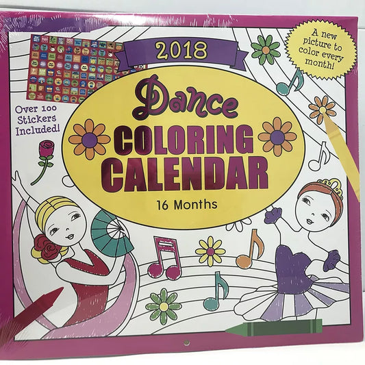 Dance Coloring 16 month 2018 Calendar 11" x 12"