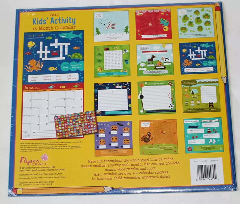 Paper Craft 2017 Kids Childrens 16 Month Calendar