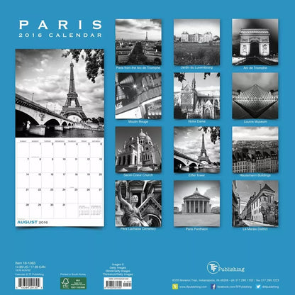 2016 Paris Wall Calendar