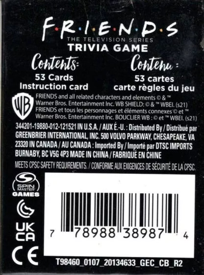Friends Trivia Game 53 Cards Spin Master Games Brand New Tv Show