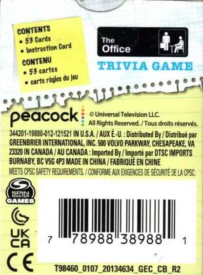 The Office Trivia Game The Television Series Spin Master NEW 53 Cards