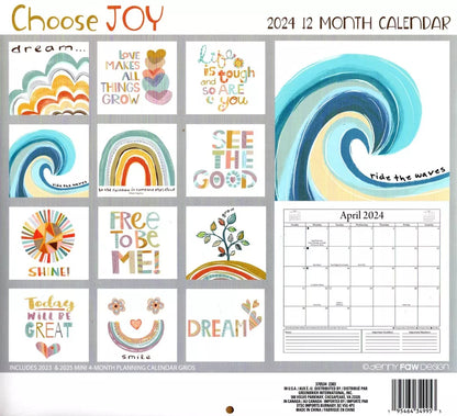 Choose Joy - 2024 12-Month Wall Calendar + Pocket Planner (Pack of 2)