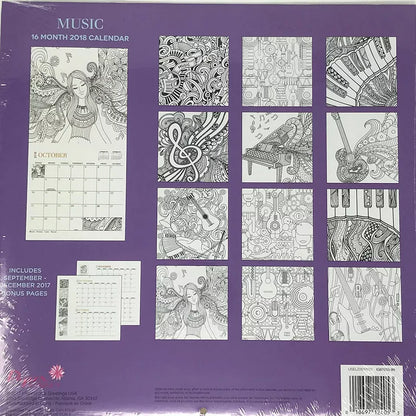 Finding Solace Music Coloring for Adults 2018 Calendar