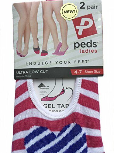 Peds Ladies Ultra Low Cut Liners with Heart Design