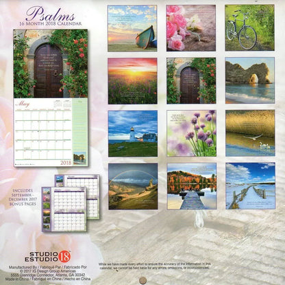 Psalms - 16 Month 2018 Wall Calendar Planner Organizer
