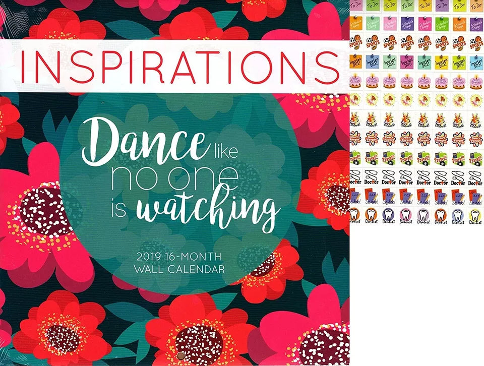 Vista 2019 Inspirations - 16 Month Wall Calendar + 120 Reminder Stickers