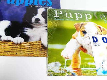 3 Piece Calendar Bundle Puppies and Dogs 2017 Wall Calendar and Dogs Mini Wall