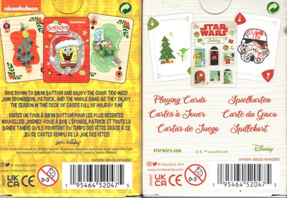 Star Wars & SpongeBob Holiday Christmas Themed Deck of Playing Cards (Set of 2)