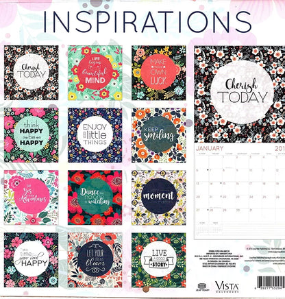 Vista 2019 Inspirations - 16 Month Wall Calendar + 120 Reminder Stickers