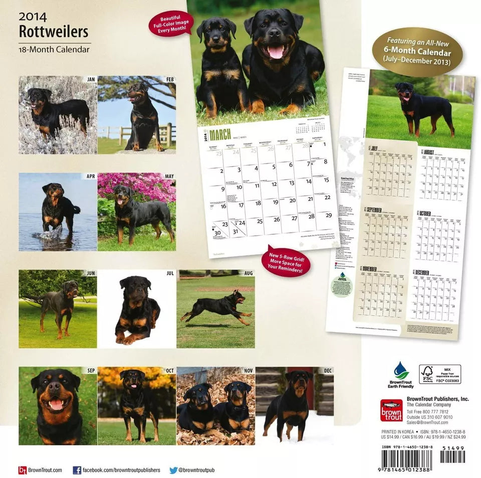 Rottweilers 2014 Wall Calendar