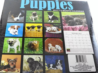 3 Piece Calendar Bundle Puppies and Dogs 2017 Wall Calendar and Dogs Mini Wall
