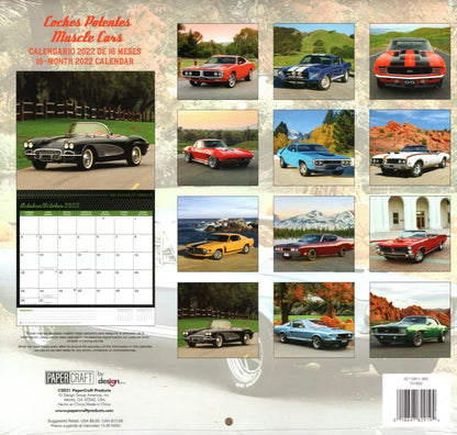 2022 16 Month Wall Calendar - Muscle Cars