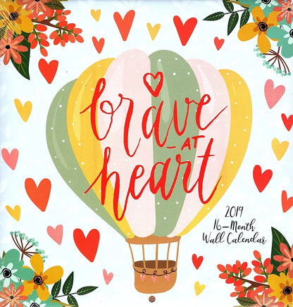 VISTA 2019 Brave at Heart - 16 Month Wall Calendar + 120 Reminder Stickers