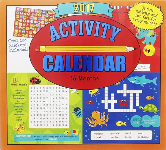 2017 Monthly Wall Calendar - Activity - Kids Children Boys Girls