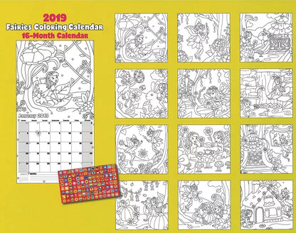 2019 Kid's Activity Wall Calendar - 16-Months (Fairies)
