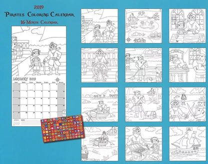 2019 Kid's Activity Wall Calendar - 16-Months (Pirates)