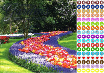 2021 16 Month Wall Calendar - Gardens - with 100 Reminder Stickers