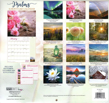 2021 16 Month Wall Calendar - Psalms - with 100 Reminder Stickers