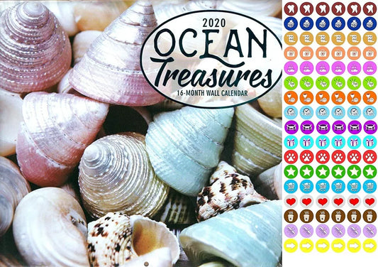 Ocean Treasures - 16 Month 2020 Wall Calendar - with 100 Reminder Stickers