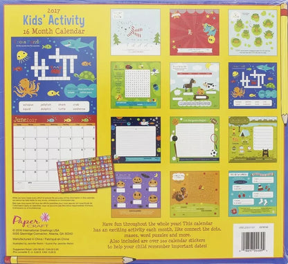 2017 Monthly Wall Calendar - Activity - Kids Children Boys Girls