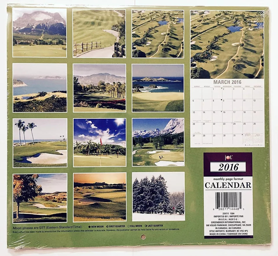 Golf Courses 2016 12 Month Calendar with Miniature Calendar by Greenbrier