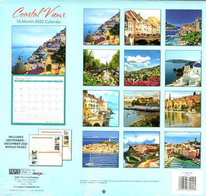 2022 16 Month Wall Calendar - Coastal Views