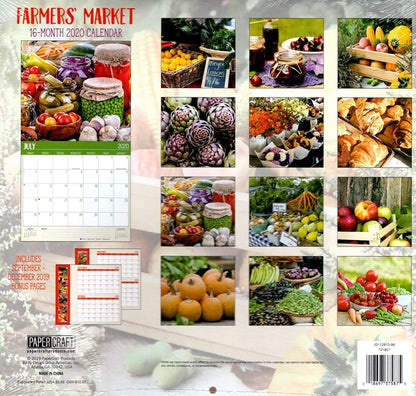Farmers Market - 16 Month 2020 Wall Calendar - with 100 Reminder Stickers