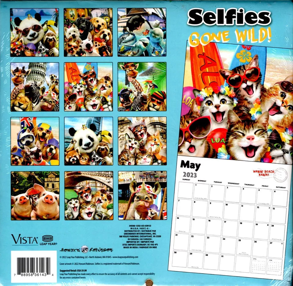 Selfies Gone Wild - 16 Month 2023 Wall Calendar