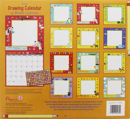 2017 Monthly Wall Calendar - Drawing - Kids Children Boys Girls