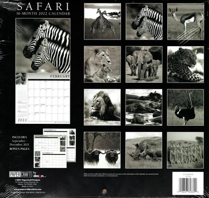 2022 16 Month Wall Calendar - Safari
