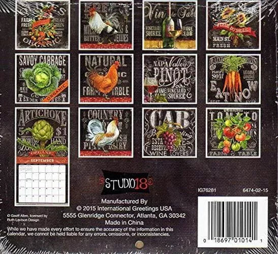 2016 16 Month Mini Wall Calendar (Farm to Table)