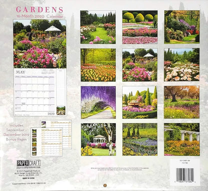 2020 Gardens Full-Size Wall Calendar, 16-Month