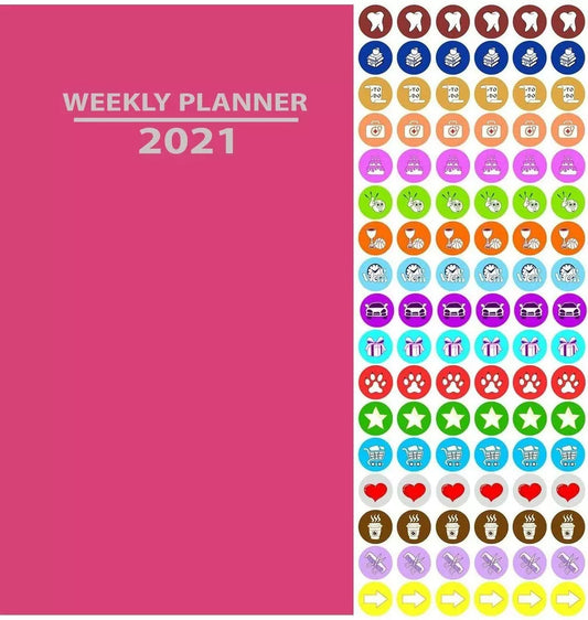 2021 Weekly Pocket Appointment Planner/Calendar/Organizer (Pink) - 100 Stickers