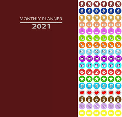2021 Monthly Appointment Planner/Calendar/Organizer - Color (Red) - 100 Sticker