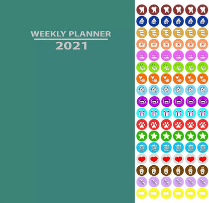 2021 Weekly Appointment Planner/Calendar/Organizer - Color (Teal) - 100 Stickers