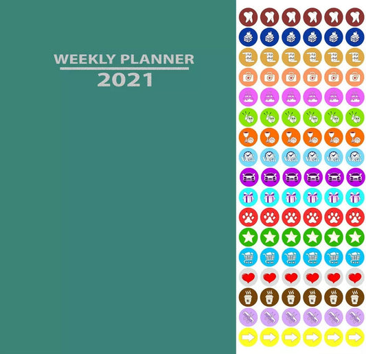 2021 Weekly Appointment Planner/Calendar/Organizer - Color (Teal) - 100 Stickers